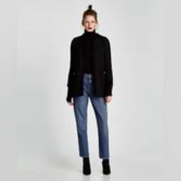 NWT Zara Tweed Black Women's Coat - Picture 2 of 4